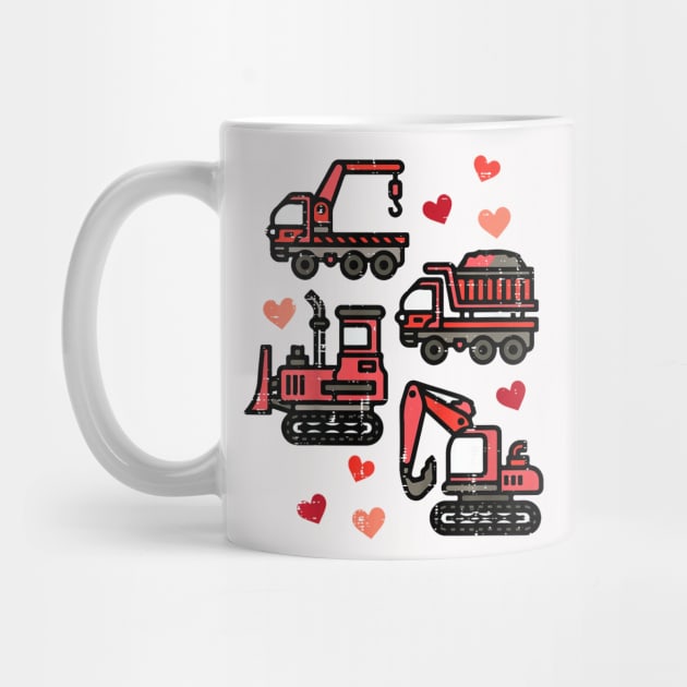 Kids Valentines Day Construction Trucks Funny Boys Kids Toddler by jadolomadolo